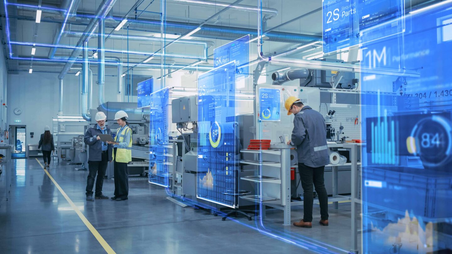 Digitalisierung einer Fabrik mit digitalen Informationen zu jedem einzelnen Asset der Produktion